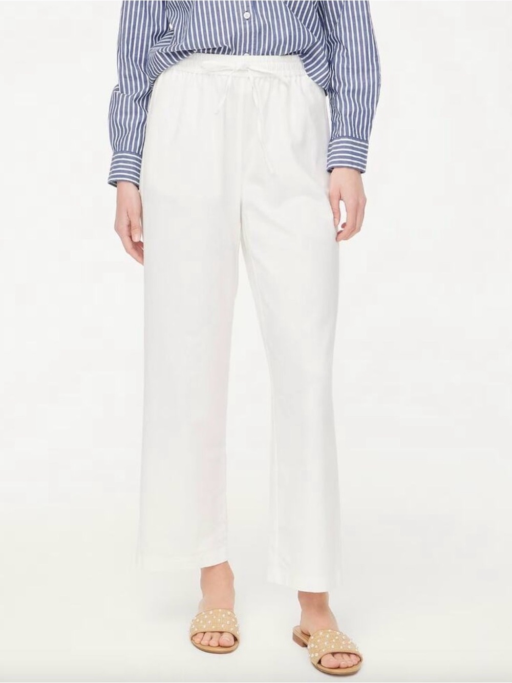 J.Crew Tall linen-blend slim wide-leg drawstring pant size T4 NWT